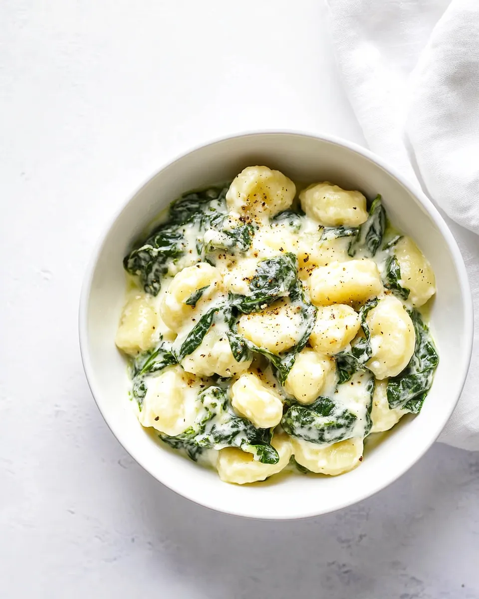 Delicious Creamy Spinach Gnocchi shot