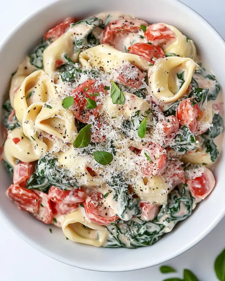 Homemade Creamy Spinach Tomato Tortellini photo