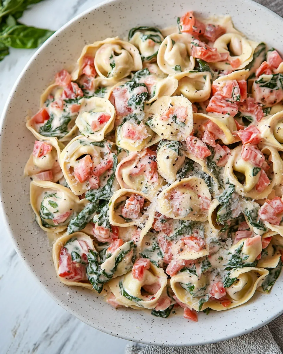 Classic Creamy Spinach Tomato Tortellini image