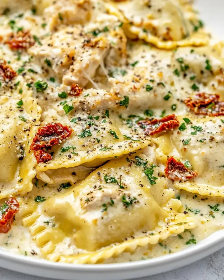 Homemade Creamy Sun-Dried Tomato Chicken Ravioli photo