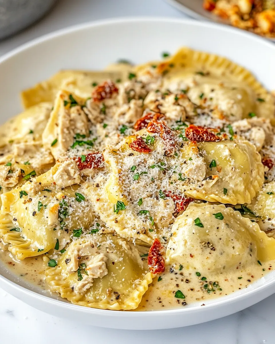 Easy Creamy Sun-Dried Tomato Chicken Ravioli recipe photo