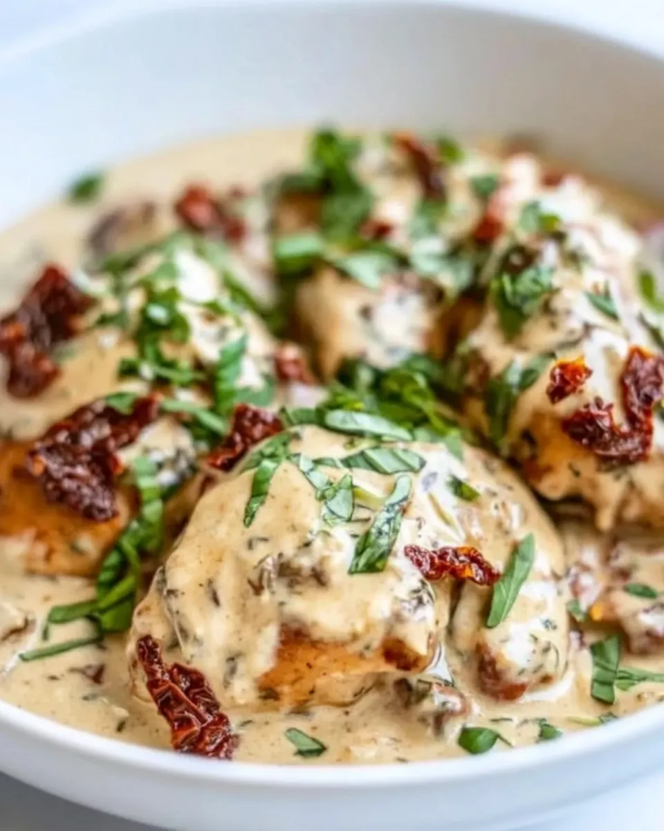 Delicious Creamy Sun Dried Tomato and Basil Chicken dish photo