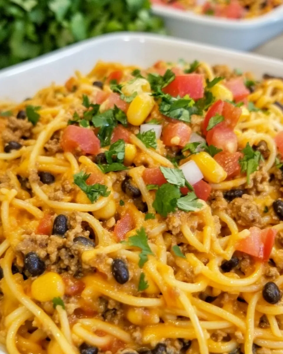 Delicious Creamy Taco Spaghetti shot
