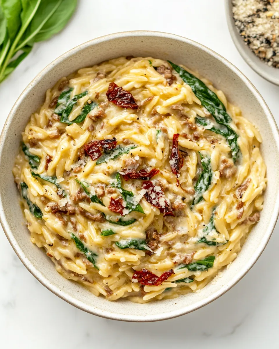 Delicious Creamy Tuscan Orzo shot