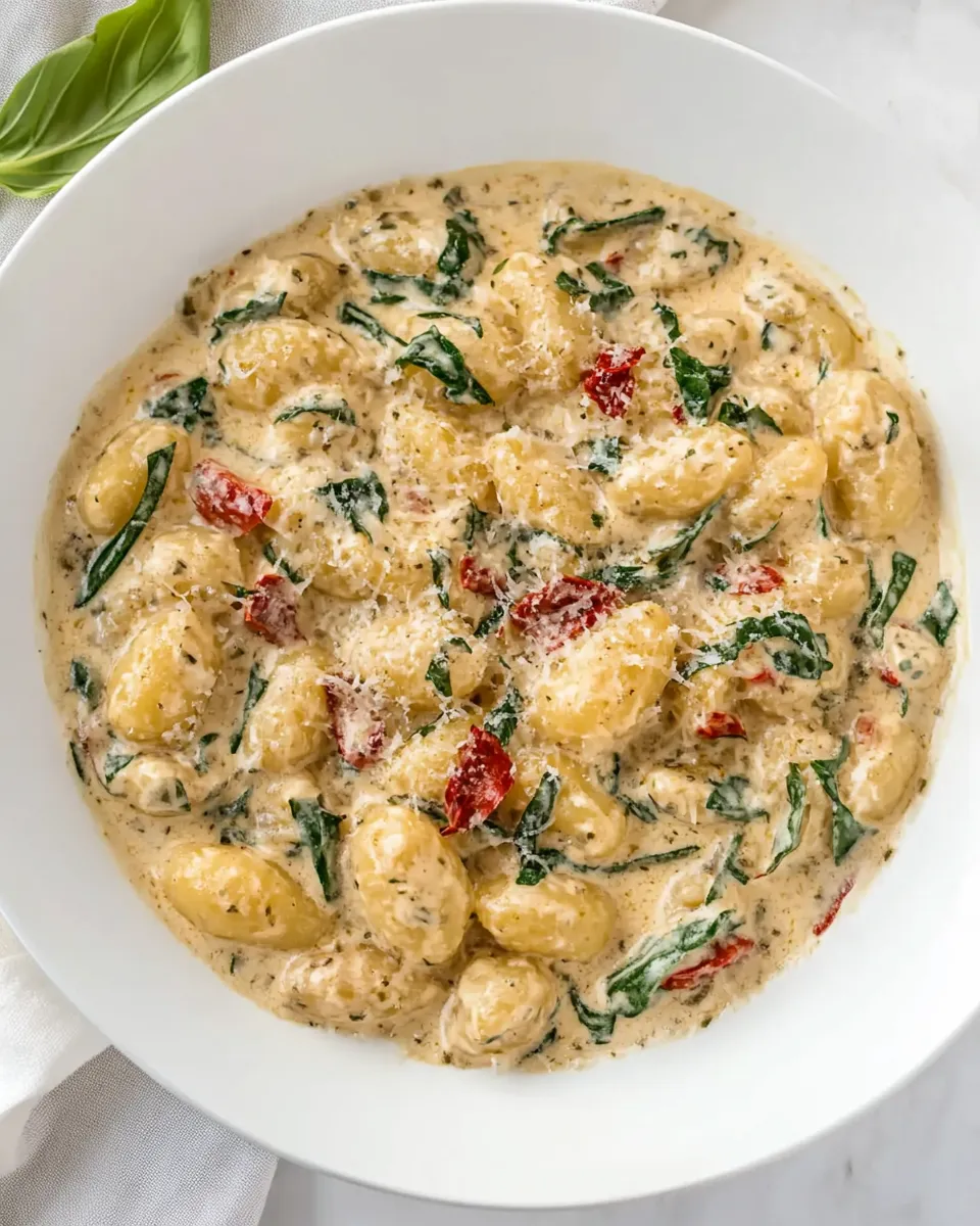 Delicious Creamy Tuscan Parmesan Gnocchi shot