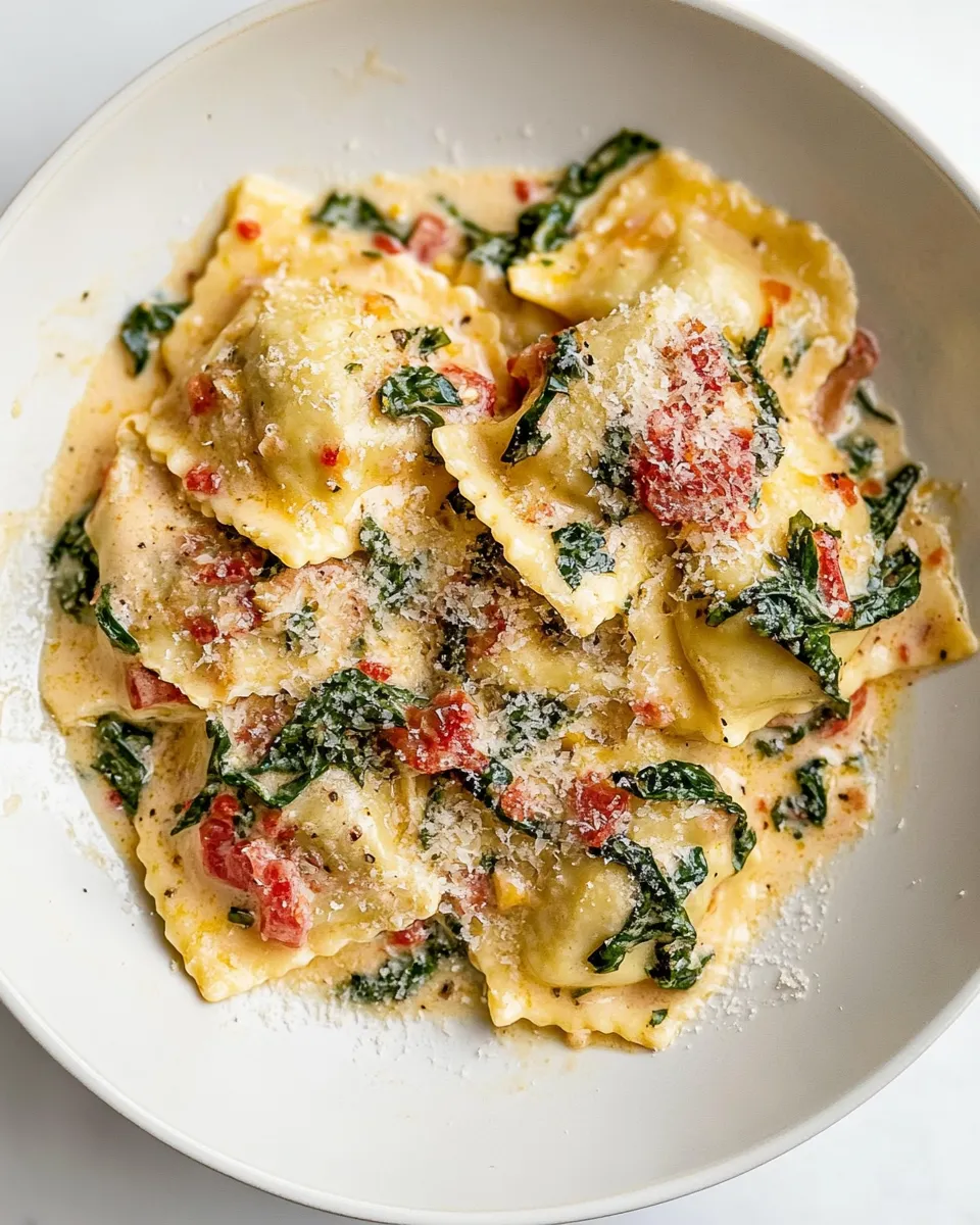 Easy Creamy Tuscan Ravioli (One Pan, 15 Minutes!) photo