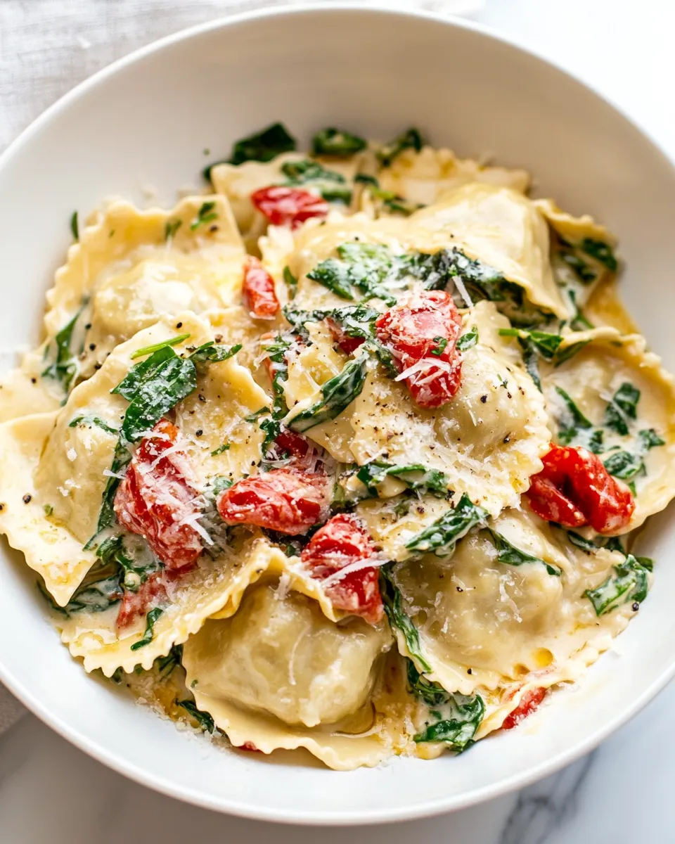 Delicious Creamy Tuscan Ravioli (One Pan, 15 Minutes!) image