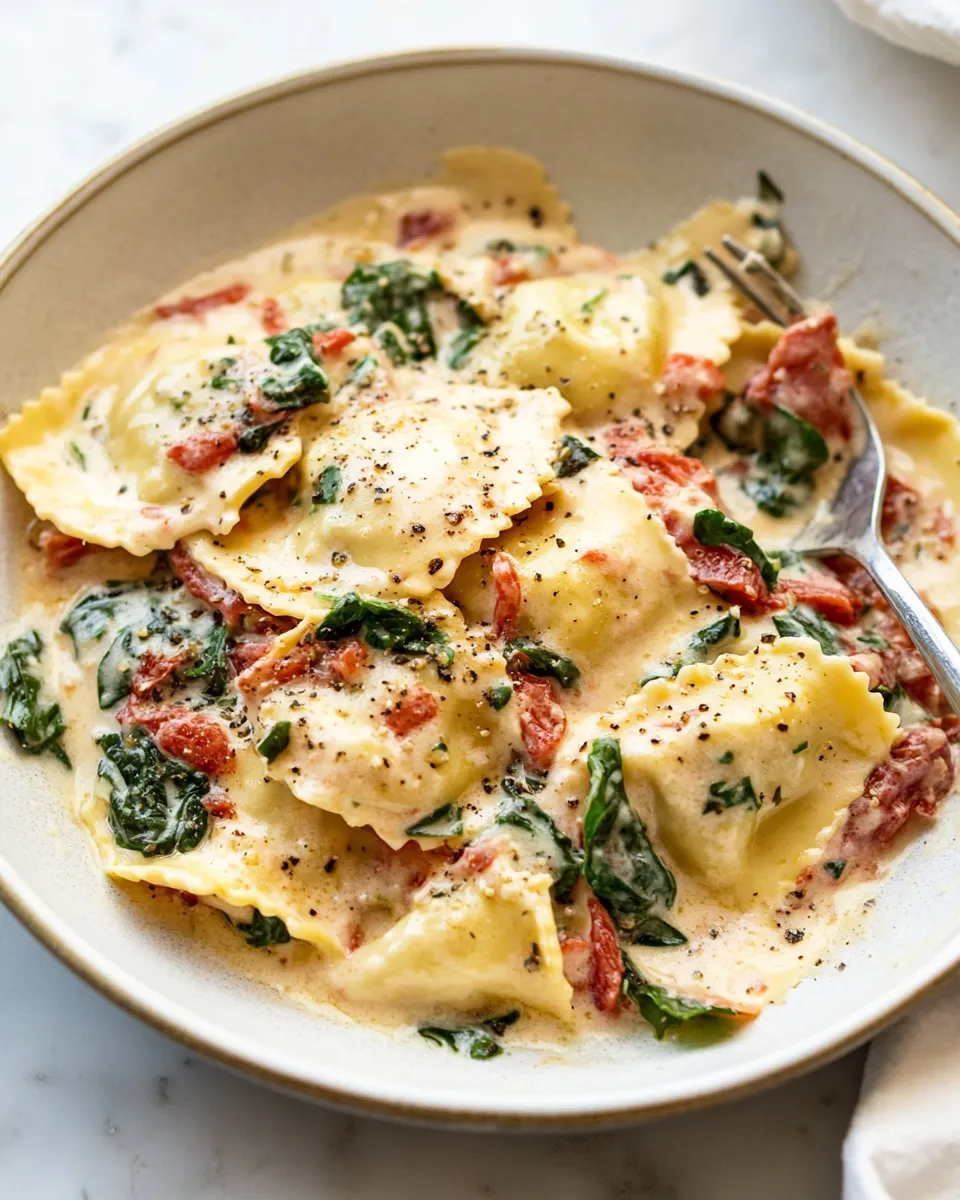 Quick Creamy Tuscan Ravioli (One Pan, 15 Minutes!) recipe photo