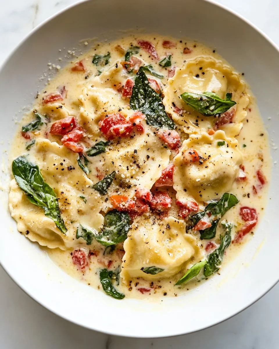 Savory Creamy Tuscan Ravioli (One Pan, 15 Minutes!) dish photo