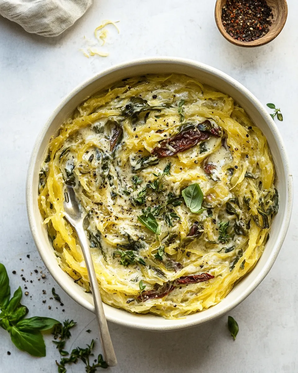 Delicious Creamy Tuscan Spaghetti Squash (Paleo, Vegan) dish photo