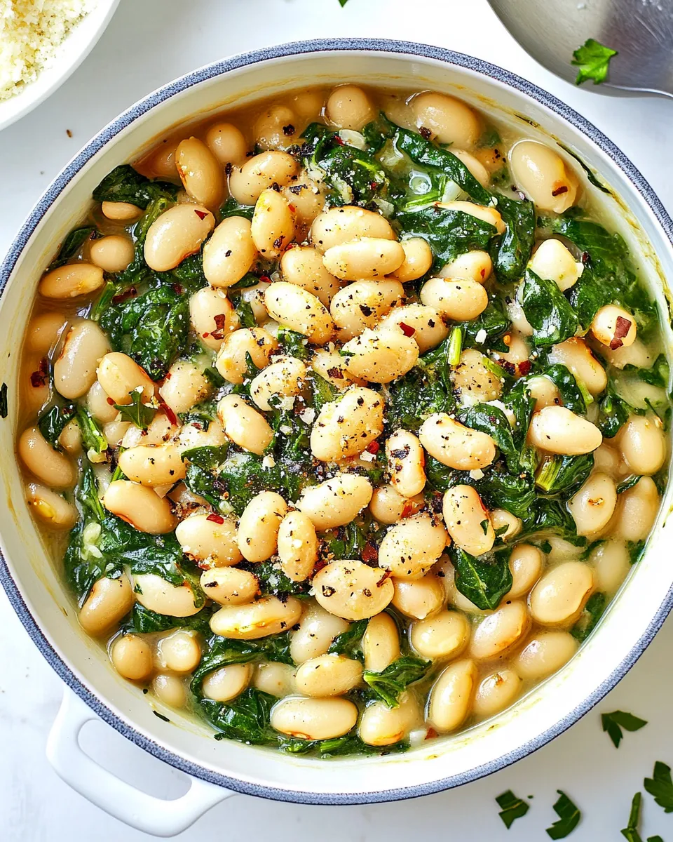 Classic Creamy White Beans with Spinach dish photo