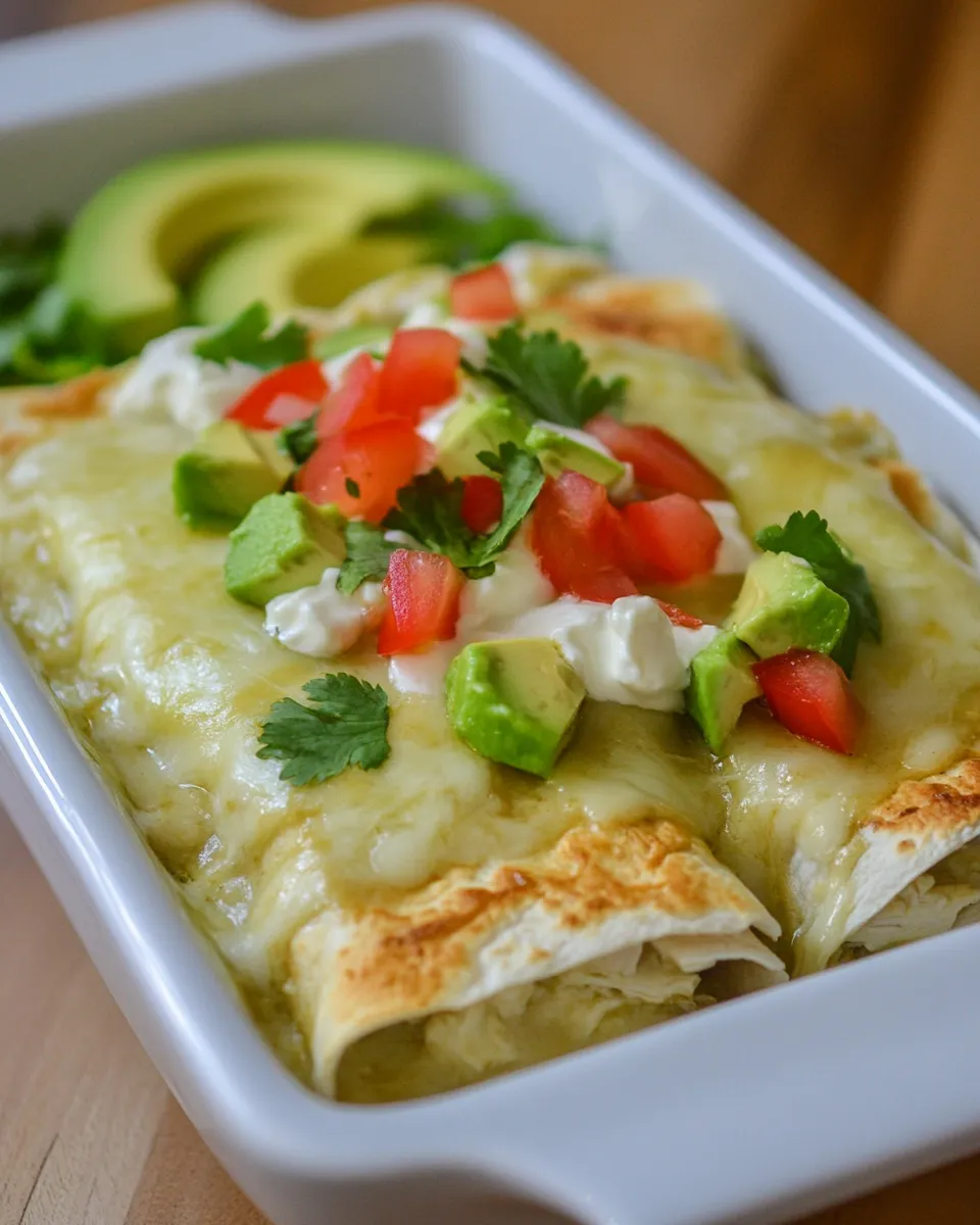 Delicious Creamy White Chicken and Avocado Enchiladas image