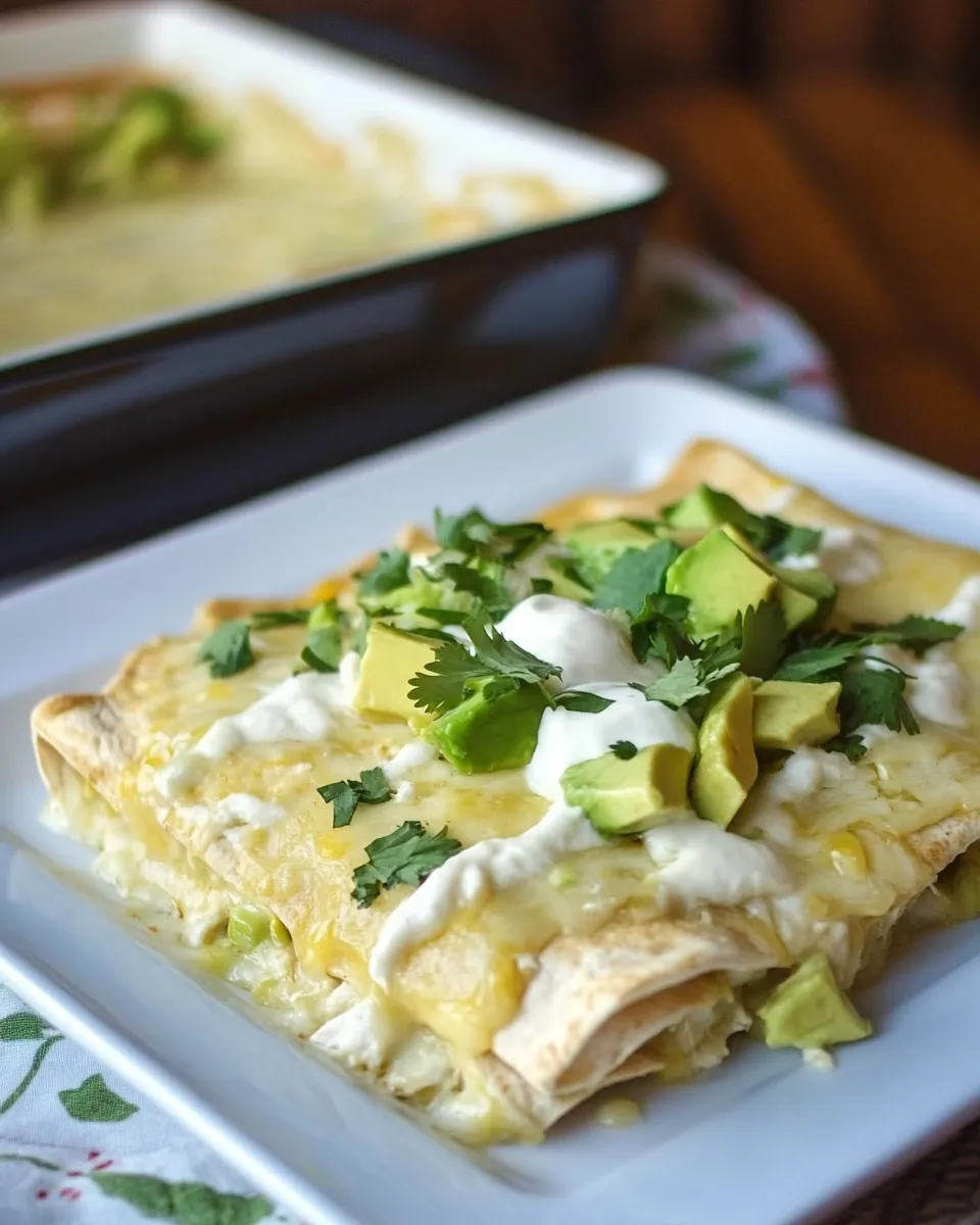 Easy Creamy White Chicken and Avocado Enchiladas recipe photo