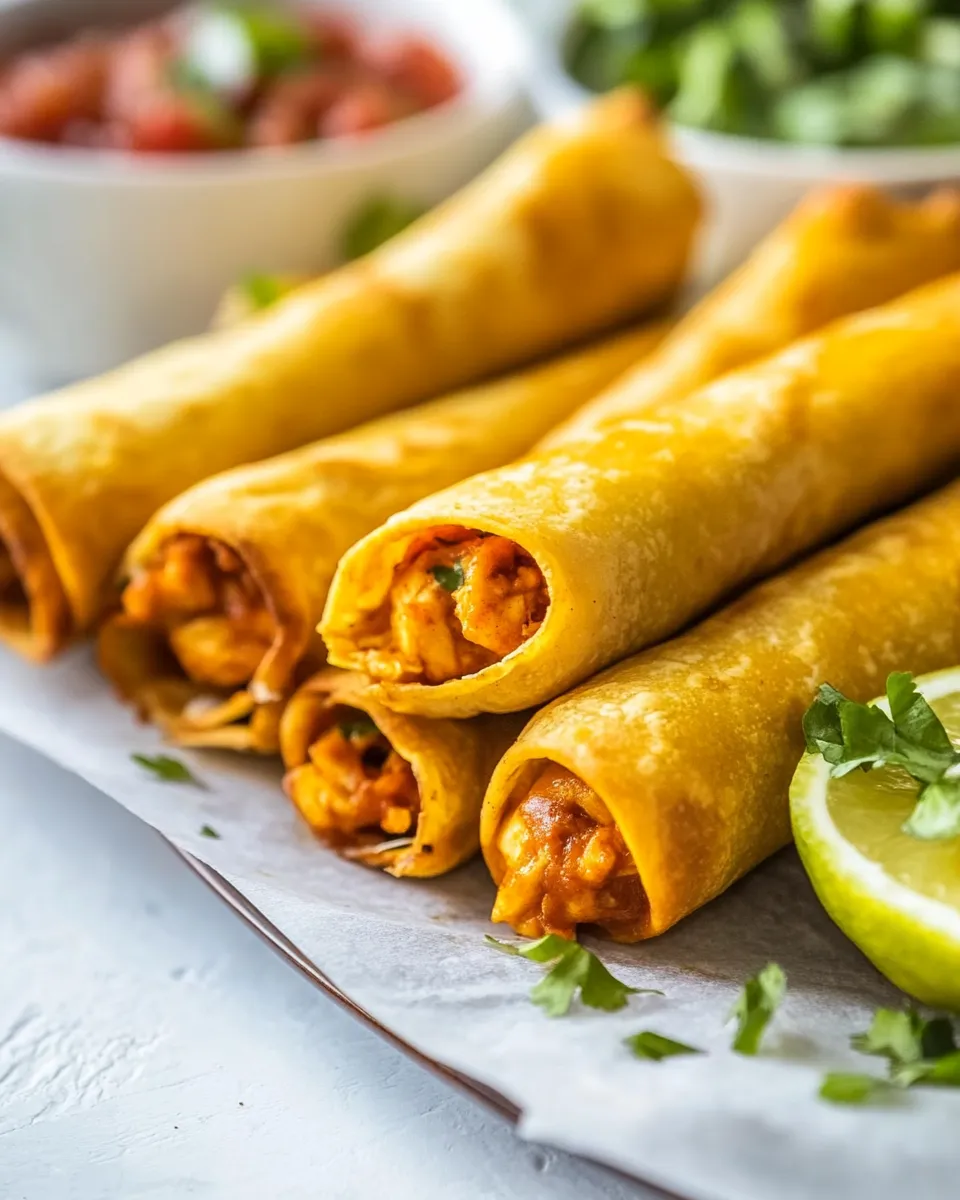 Easy Crispy Baked Chicken Taquitos image