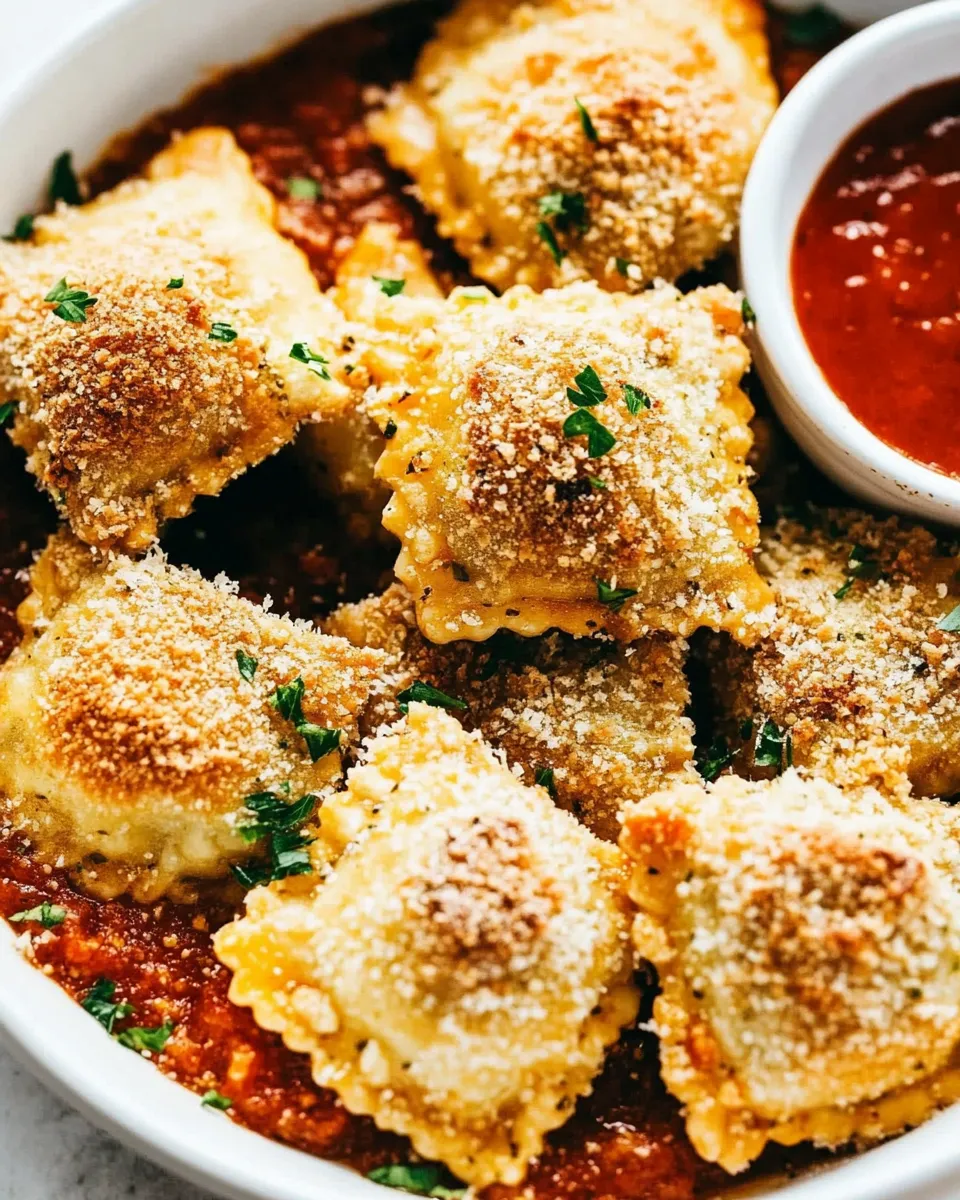 Delicious Crispy Baked Parmesan Ravioli shot