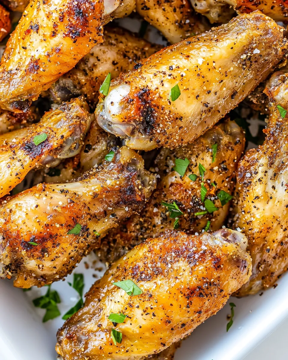 Delicious Crispy Baked Salt and Pepper Chicken Wings shot