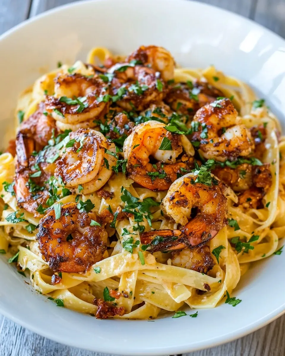Delicious Crispy Cajun Shrimp Fettuccine image