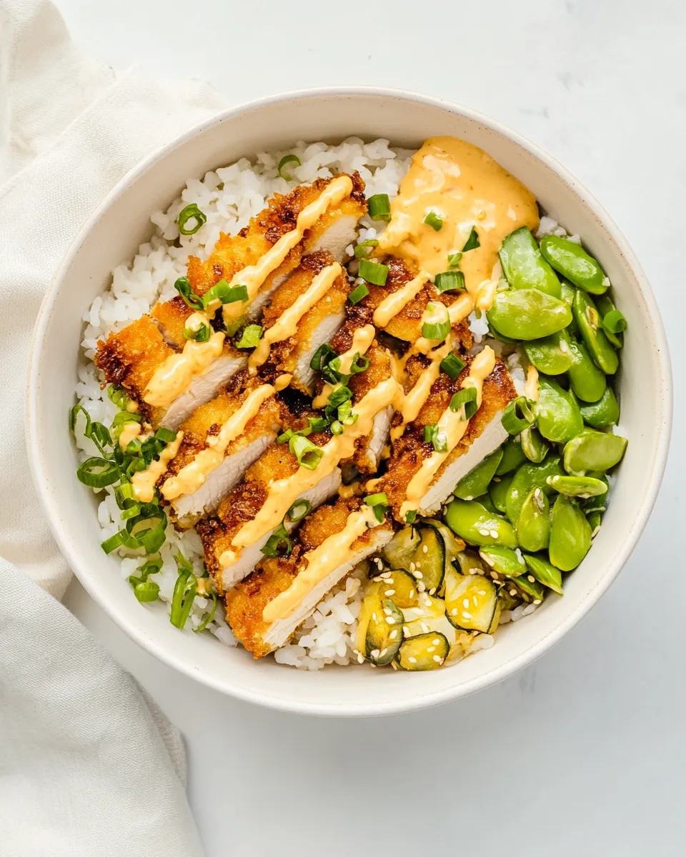 Homemade Crispy Chicken Katsu Bowls with Sriracha Mayo photo