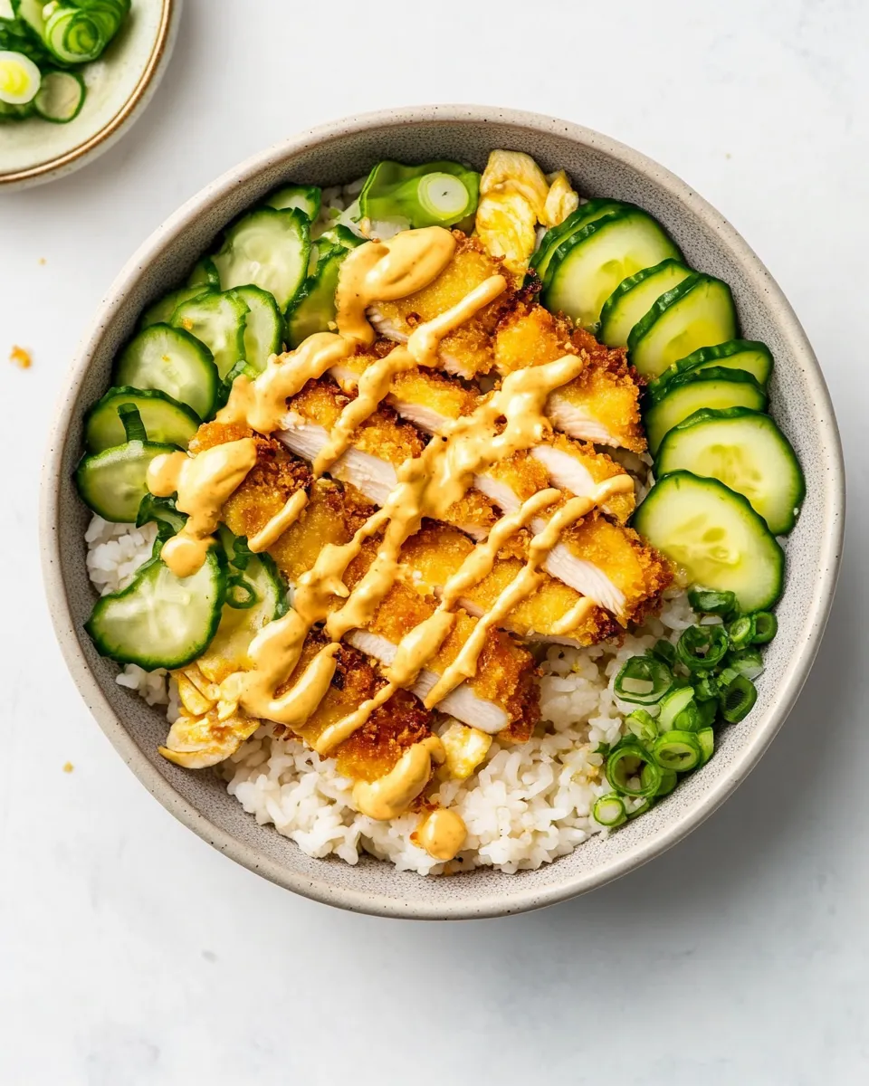 Easy Crispy Chicken Katsu Bowls with Sriracha Mayo recipe image
