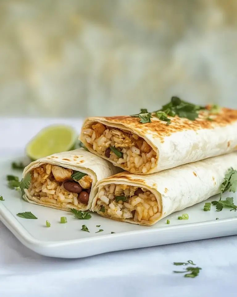 Homemade Crispy Chicken, Rice, & Bean Burritos recipe photo