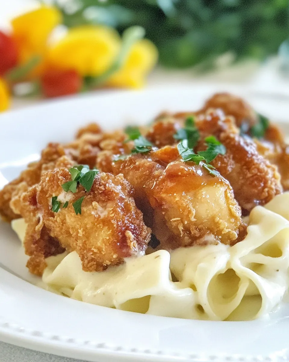 Delicious Crispy Chicken with Creamy Italian Sauce shot