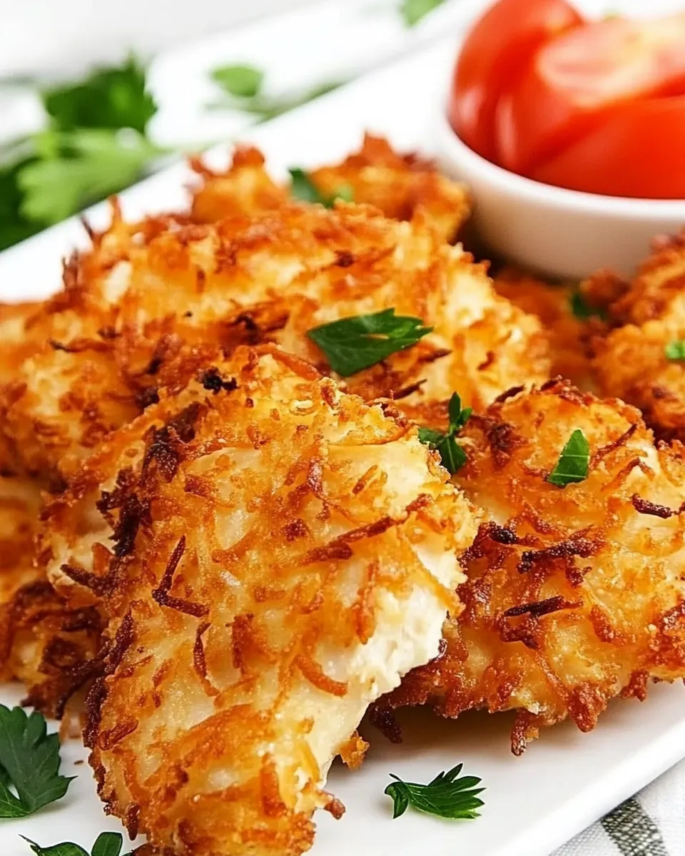 Delicious Crispy Coconut Chicken food shot