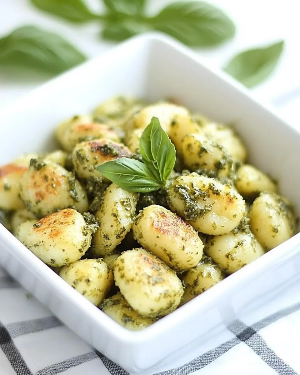 Easy Crispy Gnocchi with Basil Pesto shot