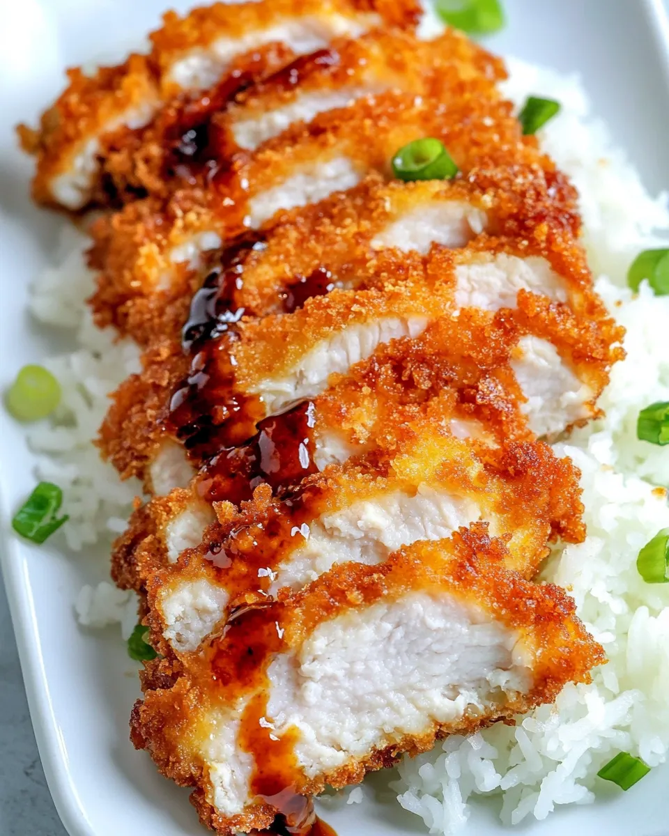 Delicious Crispy Japanese Chicken Katsu with Homemade Tonkatsu Sauce shot