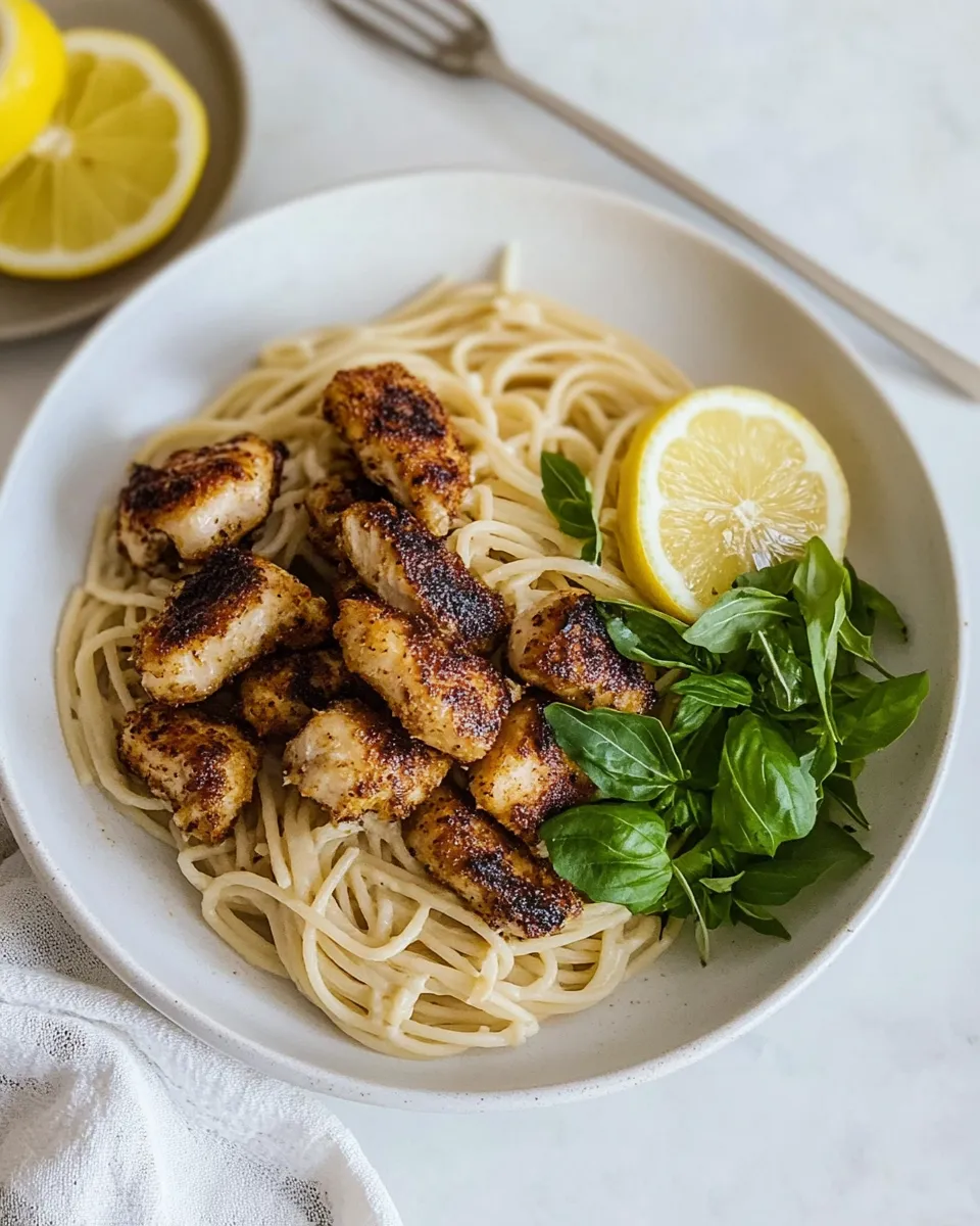 Fresh Crispy Lemon Chicken Bites & Spaghetti. recipe photo