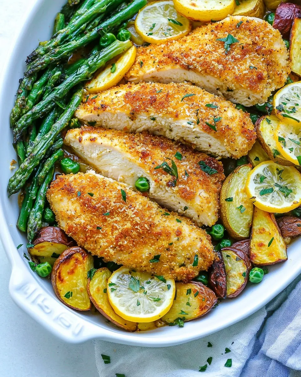 Classic Crispy Parmesan Baked Chicken Milanese & Veggies recipe photo