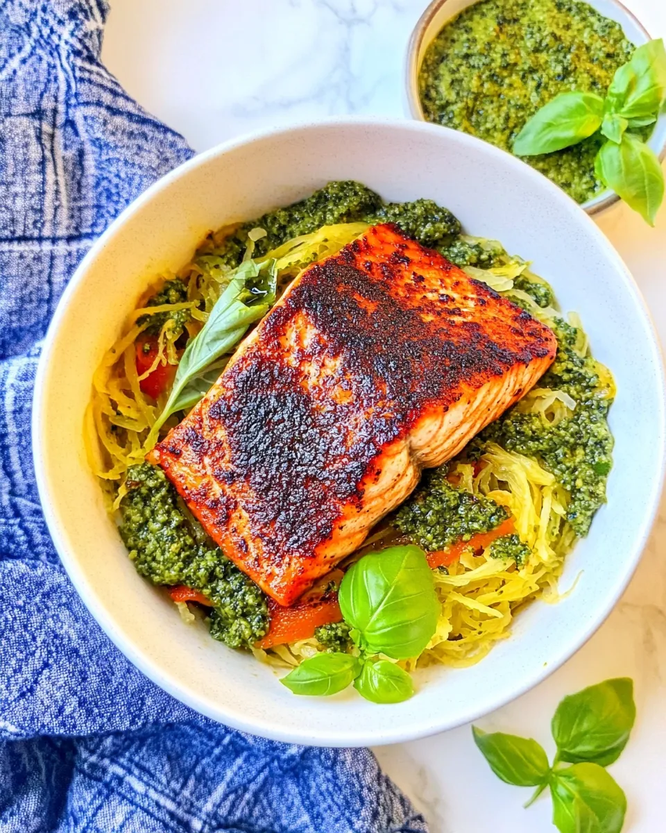 Easy Crispy Salmon Bowls with Pesto Spaghetti Squash photo