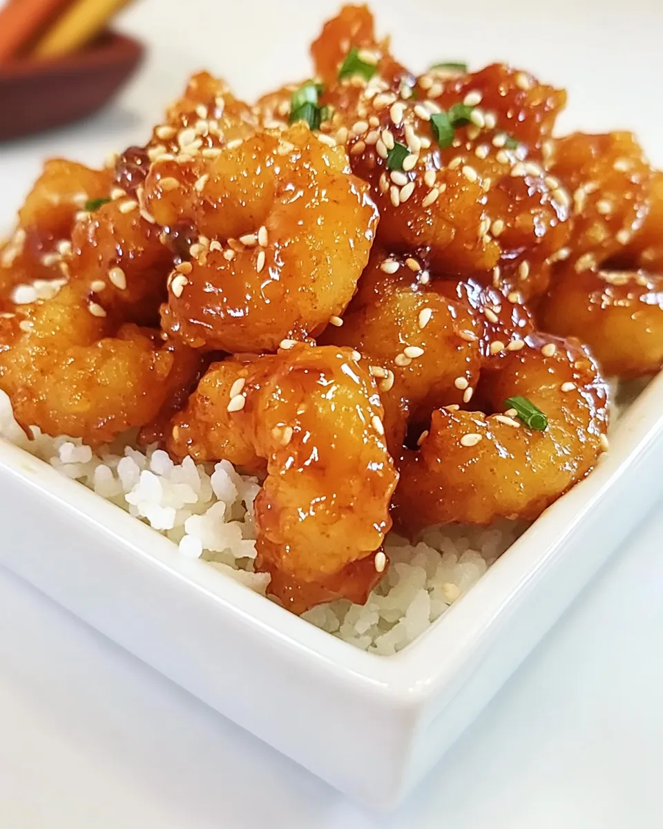 Delicious Crispy Sesame Popcorn Shrimp food shot