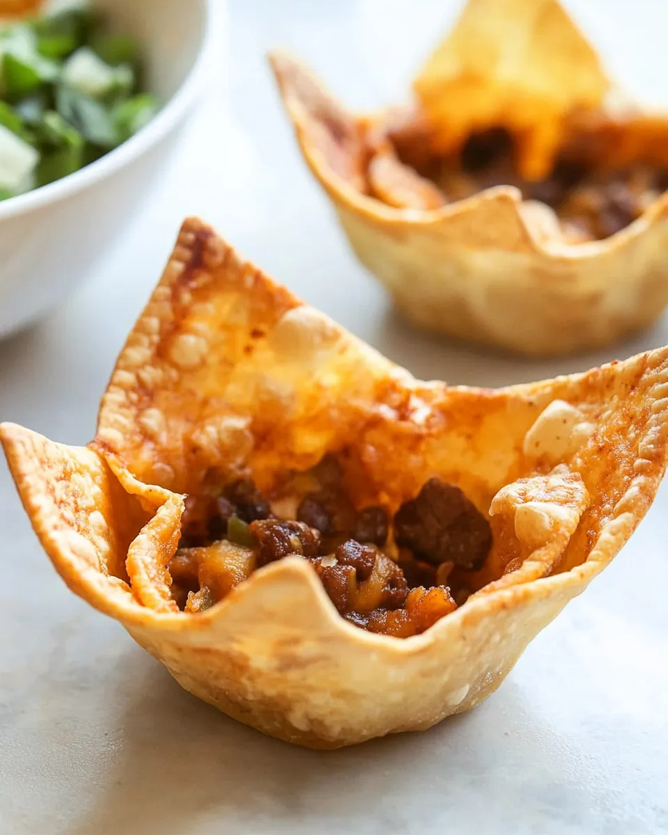 Delicious Crispy Taco Salad Shells food shot
