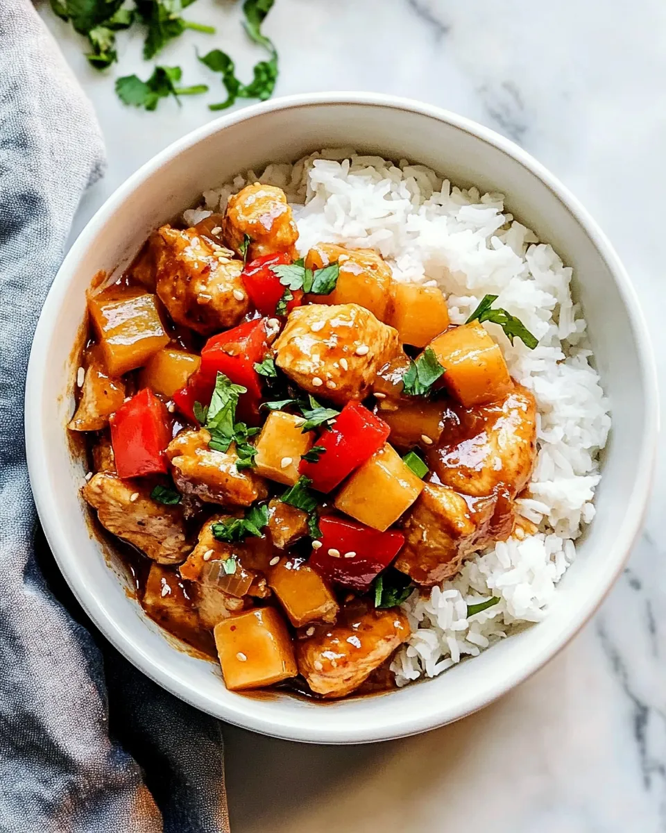 Delicious Crockpot Hawaiian Chicken plate image