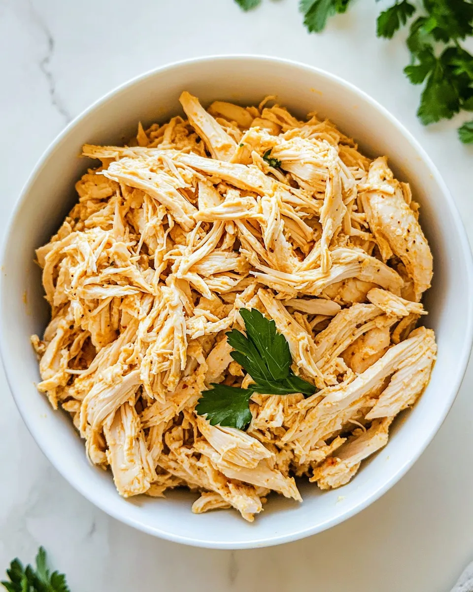 Healthy Crockpot Shredded Chicken food shot