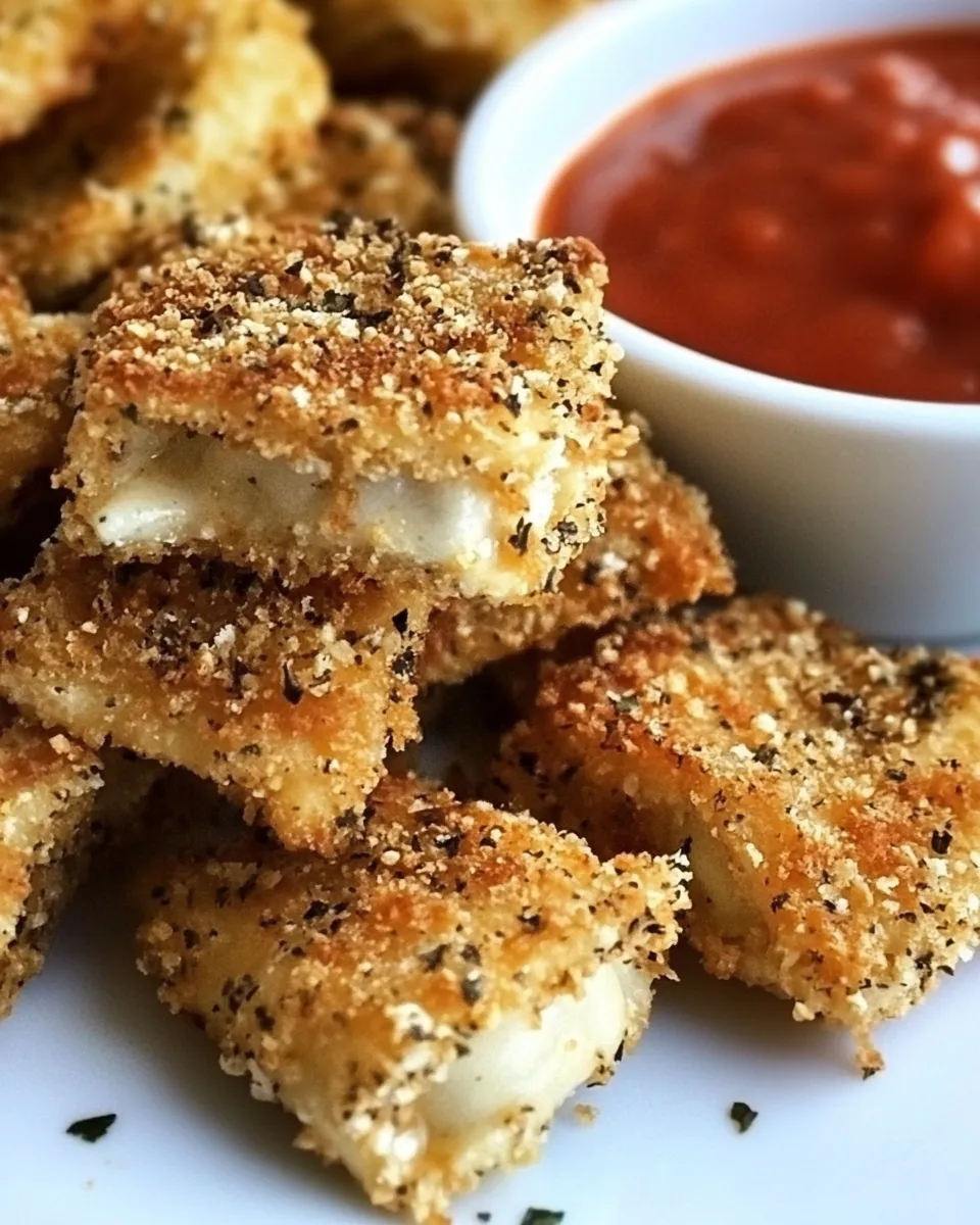 Simple Crunchy Oven-Fried Cheese Ravioli. shot