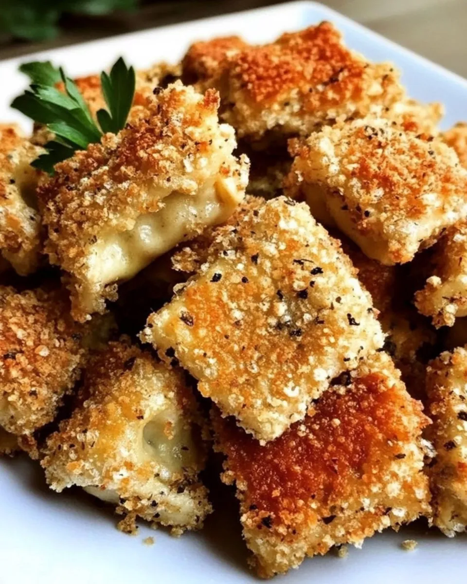 Best Crunchy Oven-Fried Cheese Ravioli. food shot