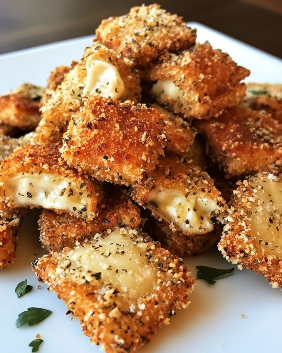 Delicious Crunchy Oven-Fried Cheese Ravioli. photo