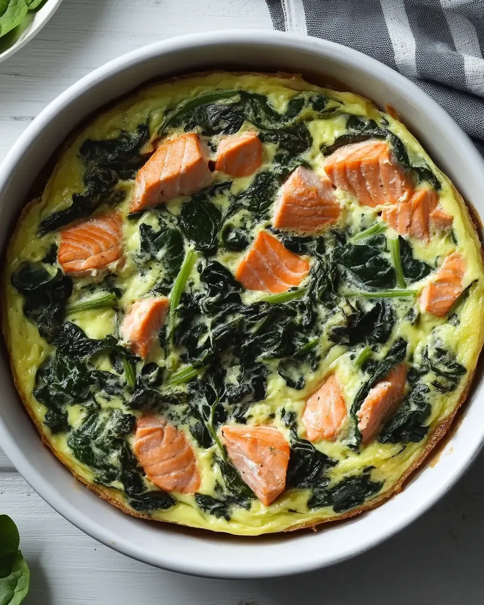 Homemade Crustless Quiche With Salmon and Spinach photo