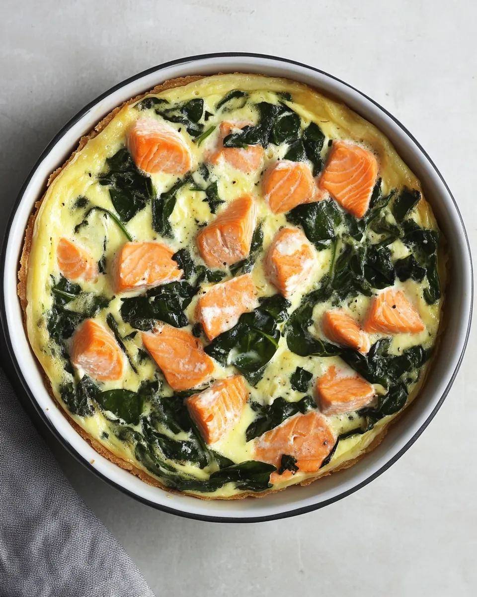 Classic Crustless Quiche With Salmon and Spinach image