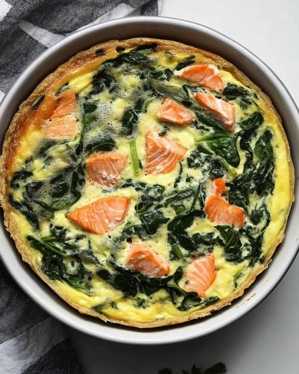 Easy Crustless Quiche With Salmon and Spinach recipe image