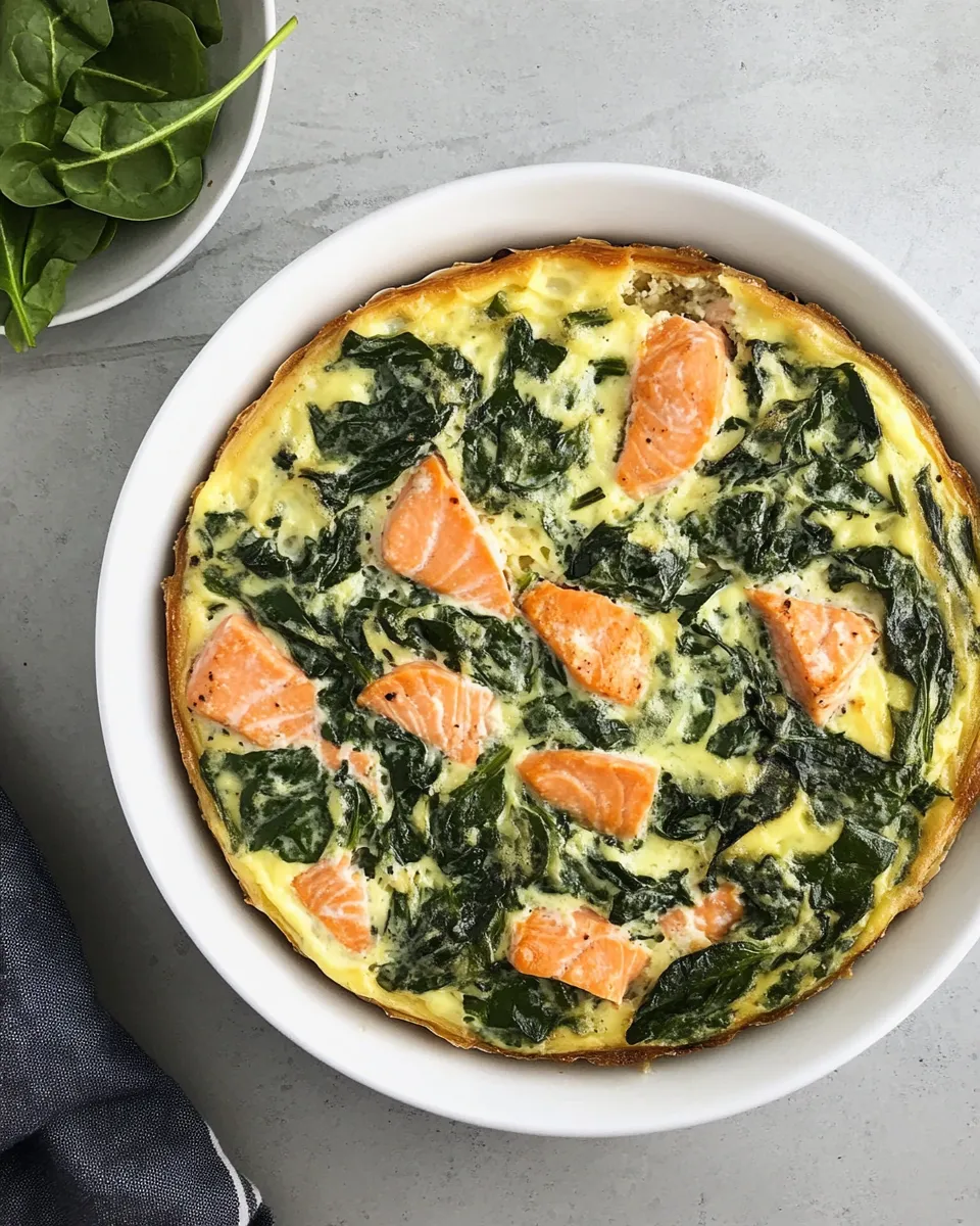 Delicious Crustless Quiche With Salmon and Spinach dish photo