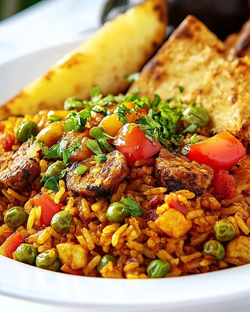 Easy Cuban Rice and Eggs Dinner food shot