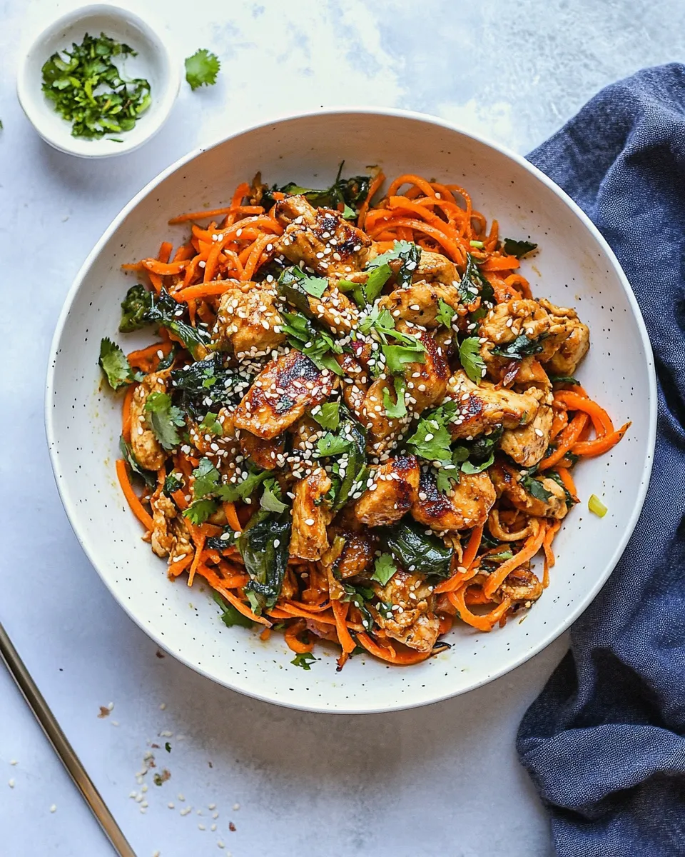 Easy Cumin Healthy Chicken Stir-Fry with Carrot Noodles photo