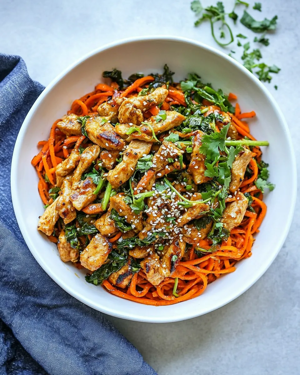Delicious Cumin Healthy Chicken Stir-Fry with Carrot Noodles image
