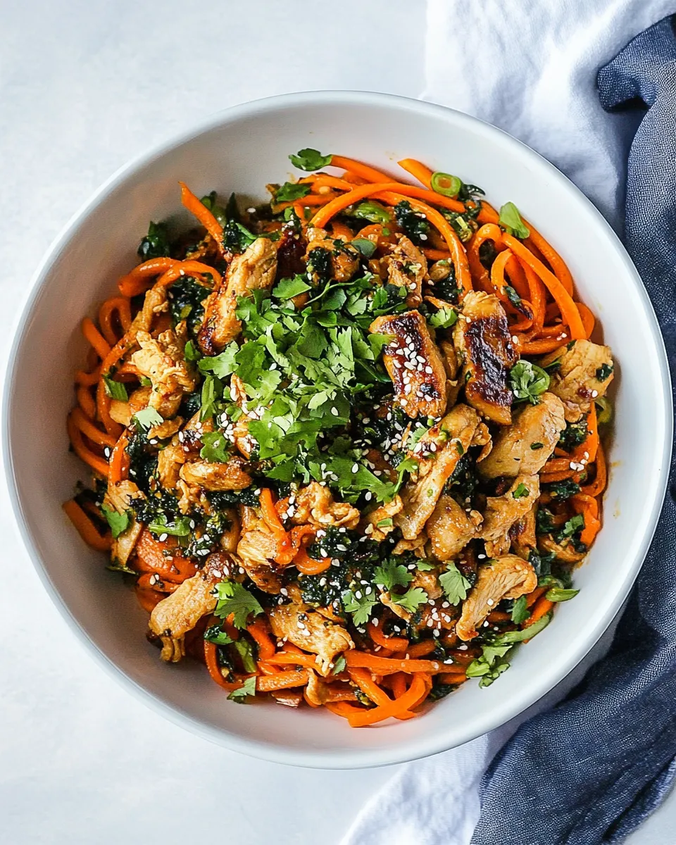 Quick Cumin Healthy Chicken Stir-Fry with Carrot Noodles shot