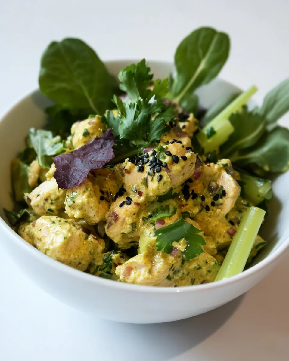 Delicious Curry Chicken Salad with Celery shot