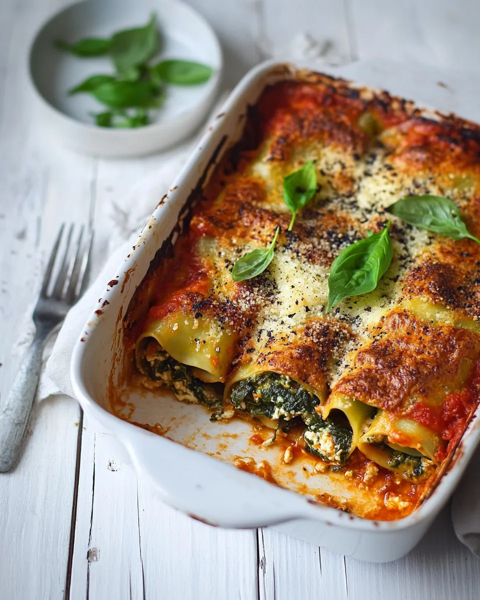 Classic Delicious spinach & ricotta cannelloni bake image