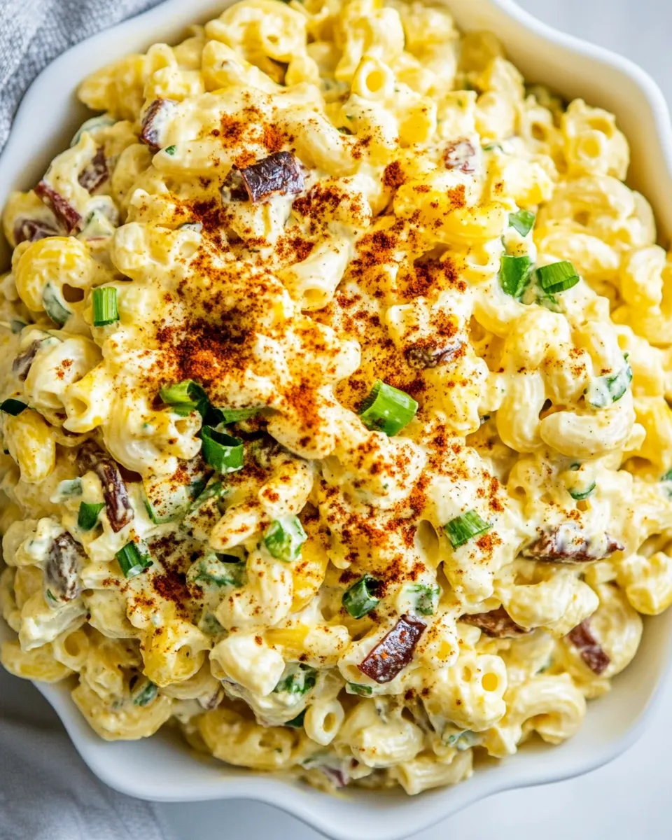 Delicious Deviled Egg Macaroni Salad shot