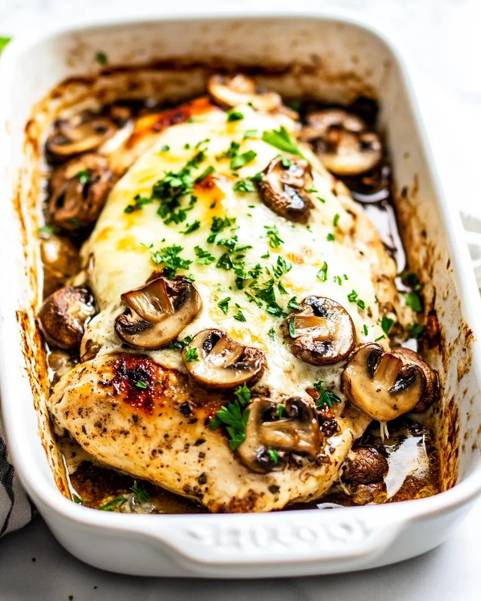 Quick Easy Baked Mushroom Chicken food shot